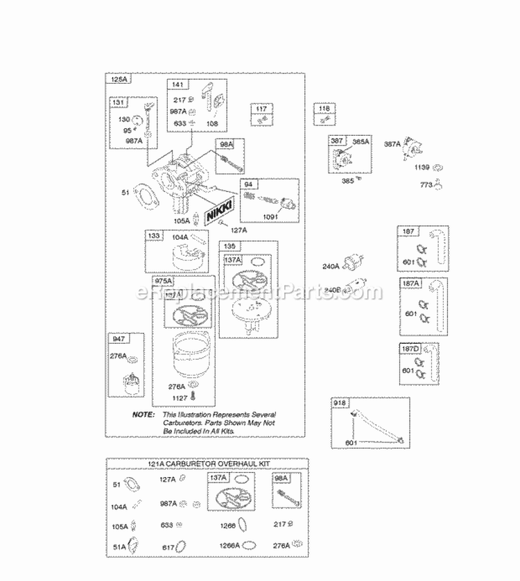 Carburetor Fuel Supply Kit-Carburetor Overhaul Diagram and Parts List for 33M677-1398-B1  Briggs and Stratton Engine